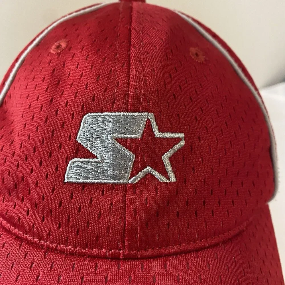 Vntg Red Started cap youth OS mesh silver embroidered logo